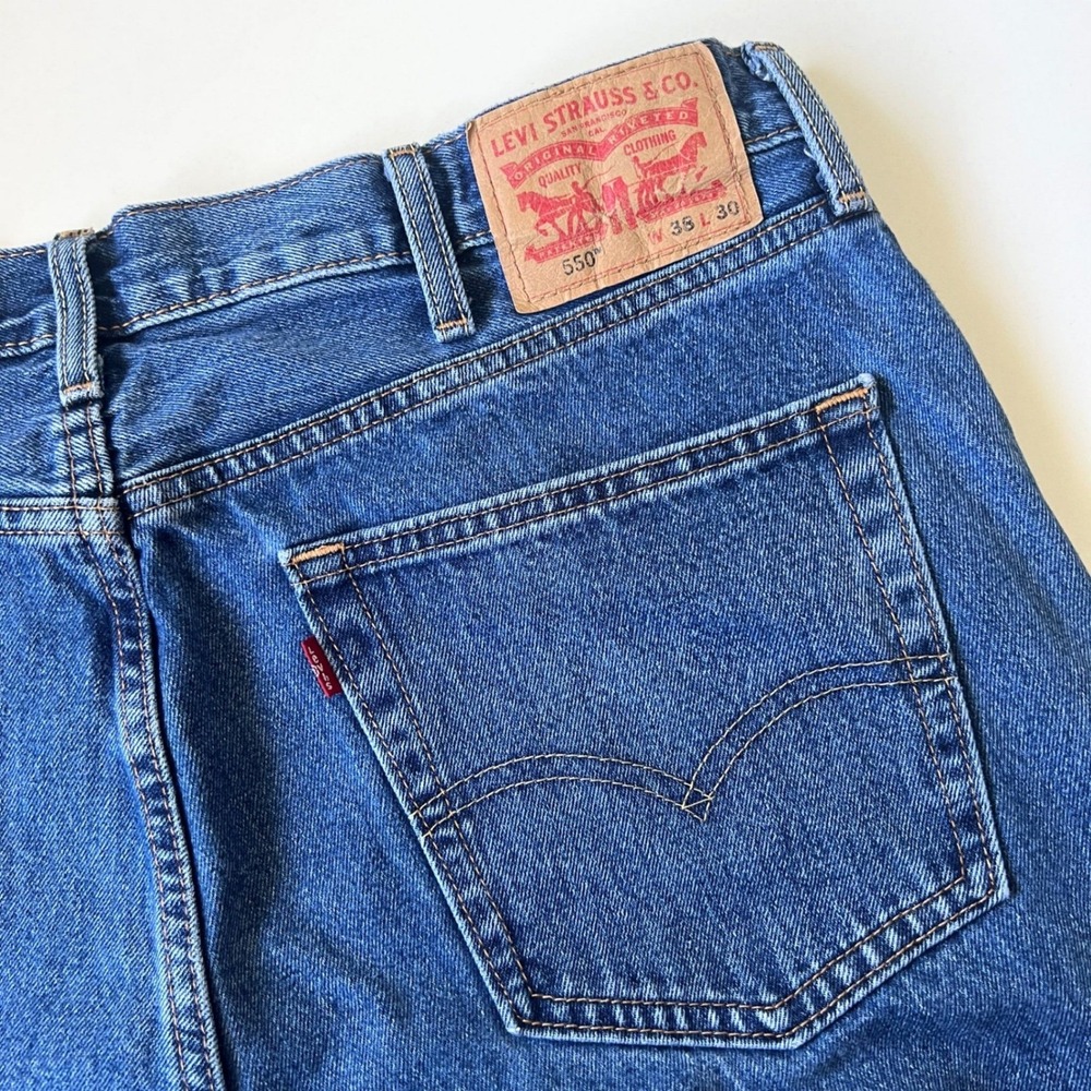 Levi's 550 Relaxed Fit Jeans Mens 38x29 Blue Denim Tapered Red Tab